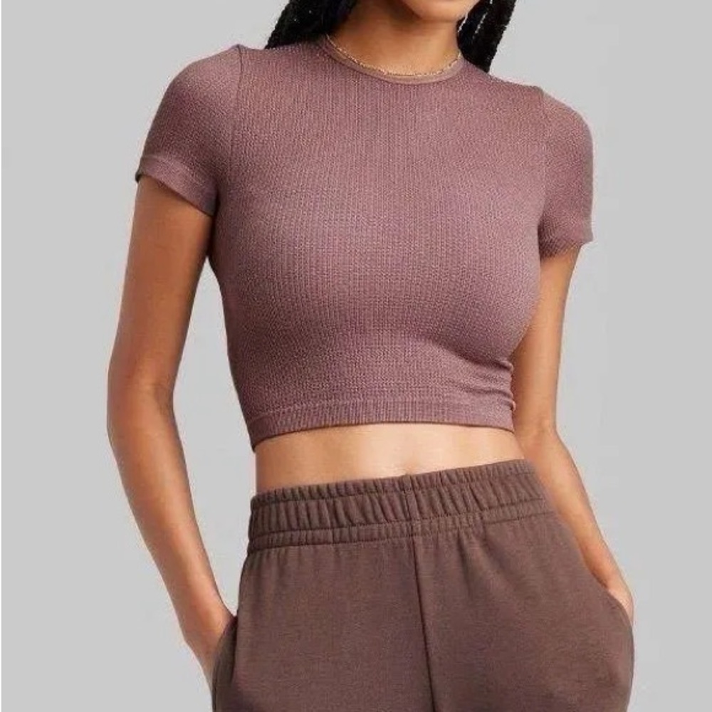 Wild Fable Pink Fitted Ribbed Crop Top